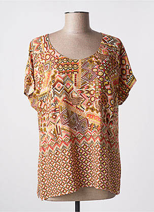 Blouse tissage popeline manches courtes orange MERI & ESCA femme