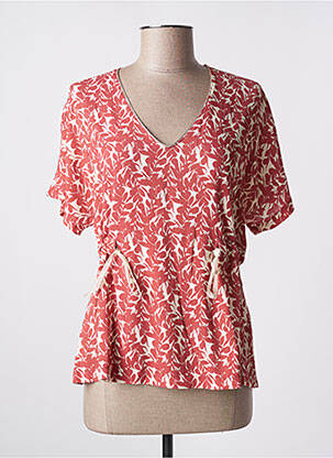 Blouse imprimé fantaisie manches courtes orange GUITARE femme