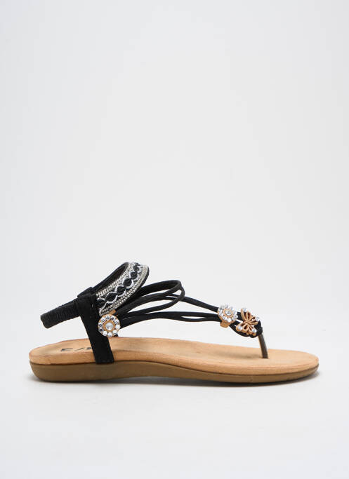 Tongs strass talon plat jusqu'à 3cm noir ELUE PAR NOUS femme
