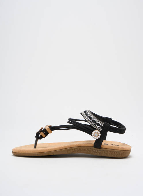 Tongs strass talon plat jusqu'à 3cm noir ELUE PAR NOUS femme