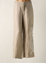 Pantalon droit fermeture zippée sous rabat boutonné beige ELISA CAVALETTI femme