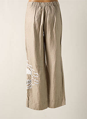 Pantalon droit fermeture zippée sous rabat boutonné beige ELISA CAVALETTI femme