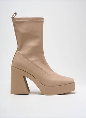 Bottines/boots tissage satiné talon de 7 à 9cm beige EXÉ femme