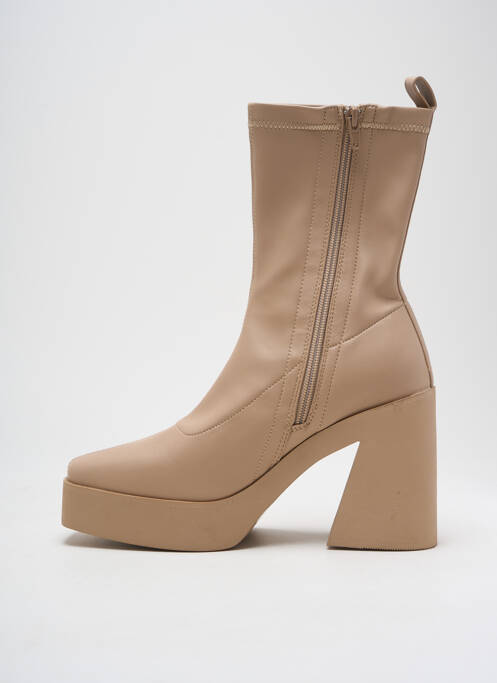 Bottines/boots matière lisse talon de 7 à 9cm beige EXÉ femme