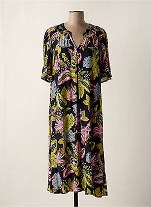 Robe mi-longue imprimé fleurs manches courtes bleu CISO femme