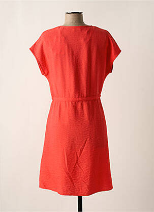 Robe mi-longue tissage crêpe manches courtes rouge C'EST BEAU LA VIE femme