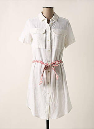 Robe mi-longue tissage crêpe manches courtes blanc C'EST BEAU LA VIE femme