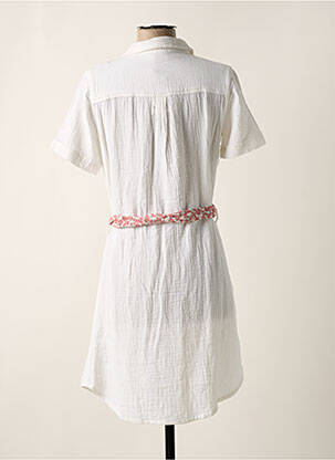 Robe mi-longue tissage crêpe manches courtes blanc C'EST BEAU LA VIE femme