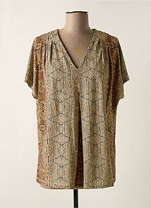 T-shirt imprimé fantaisie manches courtes beige CISO femme