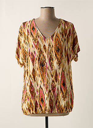 Blouse tissage popeline manches courtes beige CISO femme