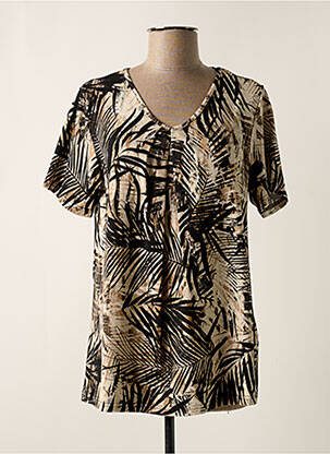 T-shirt col v manches courtes marron CISO femme