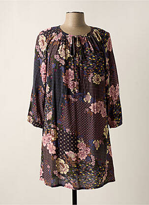 Robe courte imprimé fleurs manches 3/4 rose CISO femme