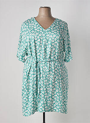 Robe longue imprimé fantaisie manches courtes bleu C'EST BEAU LA VIE femme