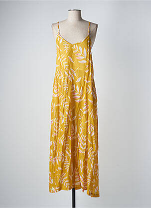 Robe longue imprimé fantaisie fines bretelles jaune ME-TISSE femme