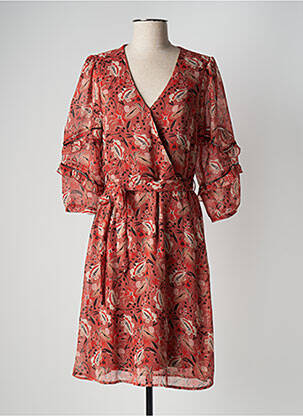 Robe mi-longue manches 3/4 manches 3/4 rose GARCIA femme