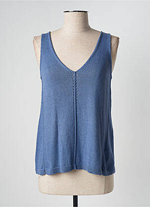 Pull tissage chiné sans manche bleu WHITE STUFF femme