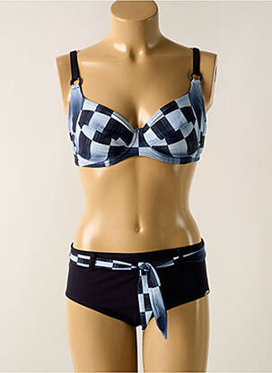Maillot de bain 2 pièces stretch haut soutien-gorge emboitant bleu SUNFLAIR femme