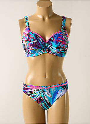 Maillot de bain 2 pièces stretch haut soutien-gorge emboitant bleu SUNFLAIR femme