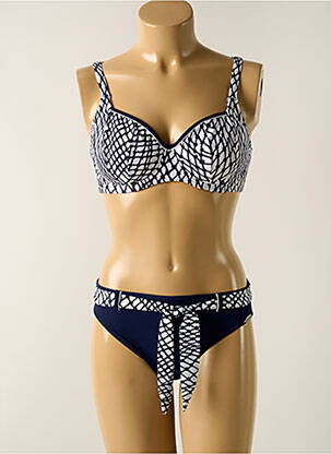 Maillot de bain 2 pièces stretch haut soutien-gorge moulé bleu SUNFLAIR femme