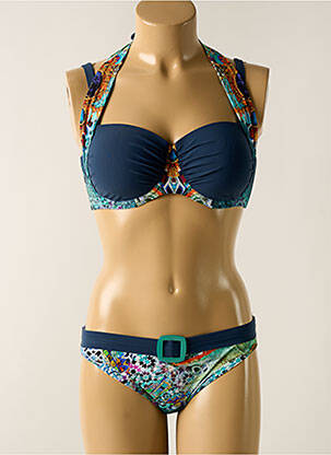 Maillot de bain 2 pièces stretch haut bandeau bleu SUNFLAIR femme
