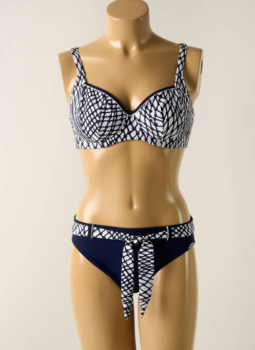 Maillot de bain 2 pièces stretch haut soutien-gorge moulé bleu SUNFLAIR femme