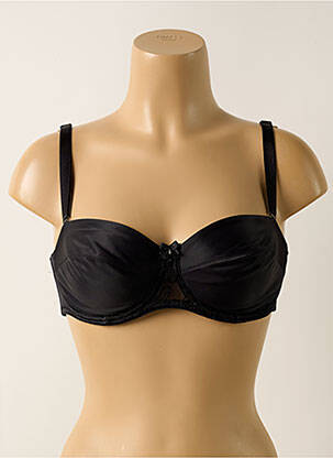 Soutien-gorge effet matière satinée haut bandeau noir WARNER'S femme