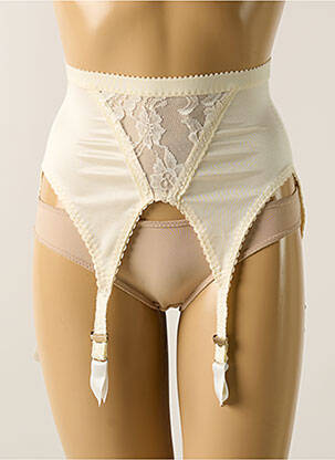 Guêpière/porte-jarretelle effet matière satinée beige EXTASE femme