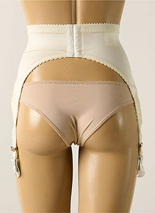 Guêpière/porte-jarretelle effet matière satinée beige EXTASE femme