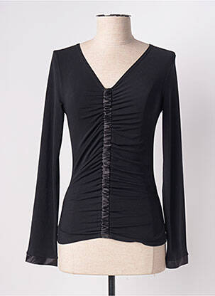 Top tissage crêpe manches longues noir LE BOURGET femme