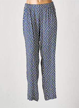 Pantalon droit tissage crêpe bleu GRIFFON femme