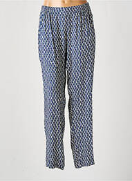 Pantalon droit tissage crêpe bleu GRIFFON femme