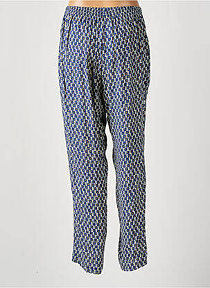 Pantalon droit tissage crêpe bleu GRIFFON femme