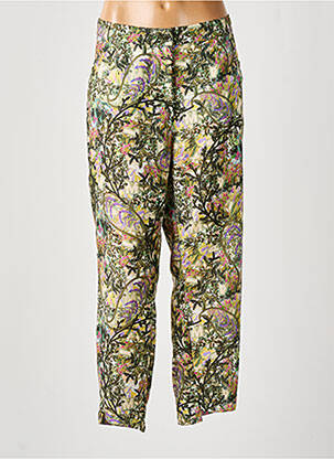 Pantalon droit fermeture zippée sous rabat boutonné vert MALOKA femme