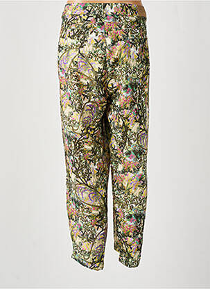 Pantalon droit fermeture zippée sous rabat boutonné vert MALOKA femme