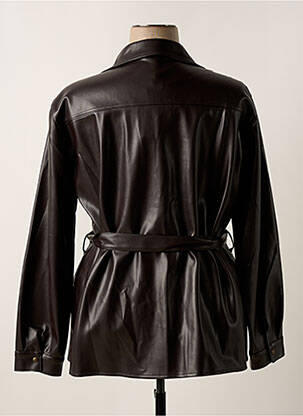 Veste simili cuir fermeture pressionnée marron PAZ TORRAS femme