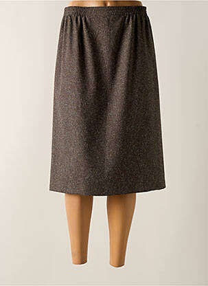 Jupe mi-longue taille haute marron GRIFFON femme