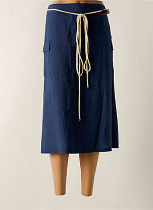 Jupe longue fermeture zippée au dos bleu GUY DUBOUIS femme