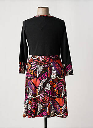 Robe mi-longue imprimé fantaisie manches longues noir OLIVIER PHILIPS femme