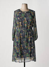 Robe mi-longue coupe fluide manches longues bleu GRIFFON femme