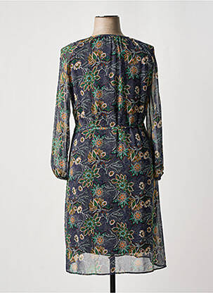 Robe mi-longue imprimé fleurs manches longues bleu GRIFFON femme