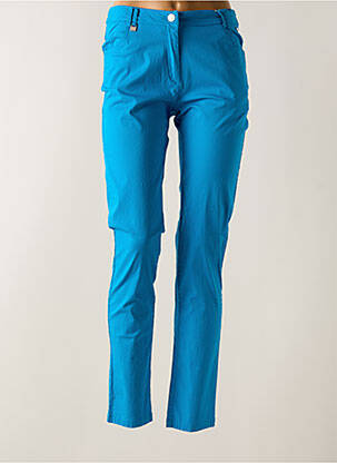 Pantalon slim tissage popeline taille normale bleu AGATHE & LOUISE femme