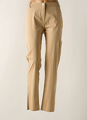 Pantalon slim tissage popeline taille normale beige AGATHE & LOUISE femme