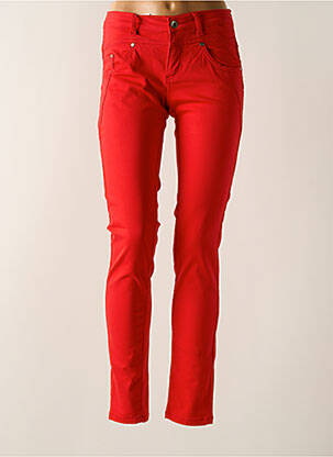 Pantalon slim tissage popeline taille normale rouge JENSEN femme