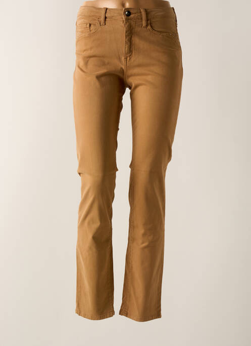 Pantalon slim tissage popeline taille normale marron GUY DUBOUIS femme
