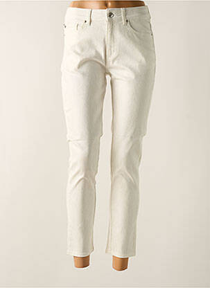 Pantalon 7/8 fermeture zippée sous rabat boutonné taille normale beige FRED SABATIER femme