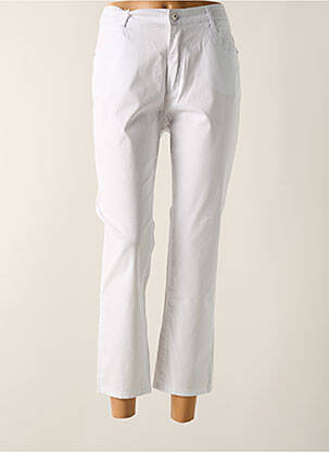 Pantalon 7/8 fermeture zippée sous rabat boutonné taille normale blanc I.QUING femme