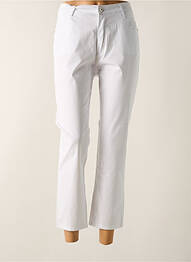 Pantalon 7/8 fermeture zippée sous rabat boutonné taille normale blanc I.QUING femme