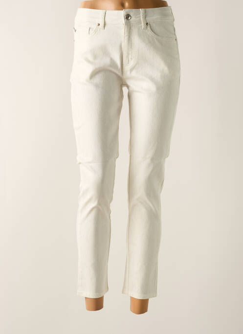 Pantalon 7/8 fermeture zippée sous rabat boutonné taille normale beige FRED SABATIER femme