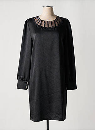 Robe mi-longue manches longues manches longues noir HALOGENE femme