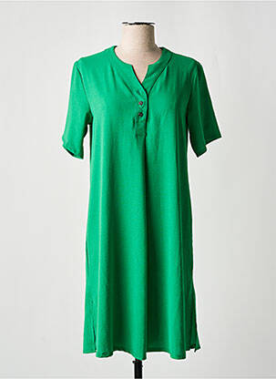 Robe mi-longue coupe fluide manches courtes vert PLURIELLES femme